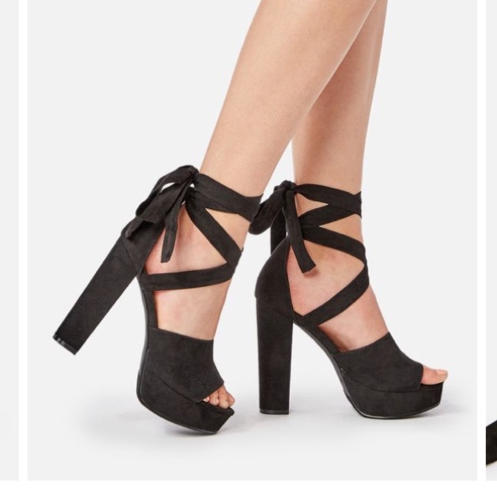 Black lace heels